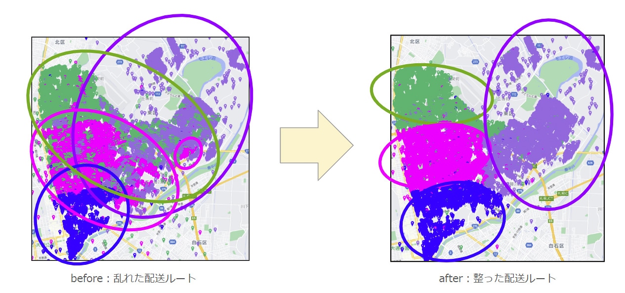 配送ルート見直しの作業時間が85％削減。配送時間の削減にも有効